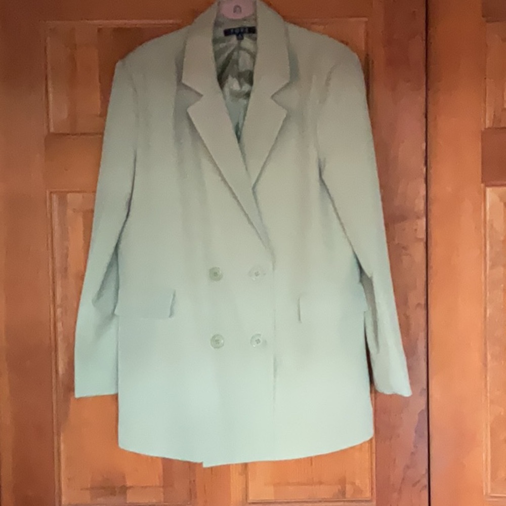 Mint Green Double-Breasted Blazer